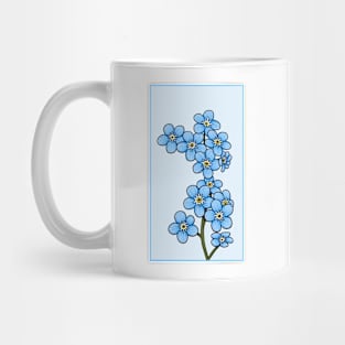 Vintage doodle illustration of Myosotis Alpestris or Forget-Me-Not flower Mug